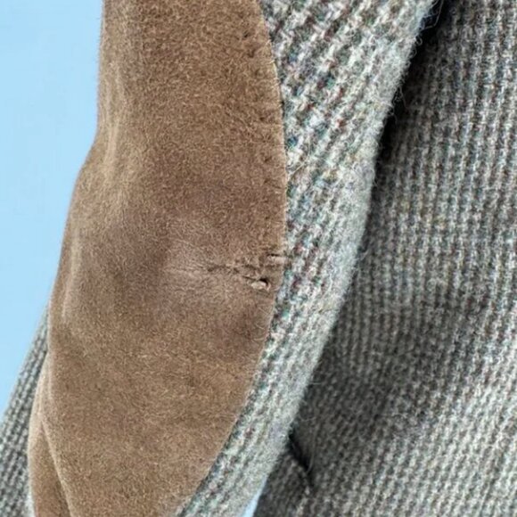 Alan Michaels Wool Tweed Blazer Jacket Elbow Patches Mens Size 40L Brown USA Vtg - Picture 3 of 7